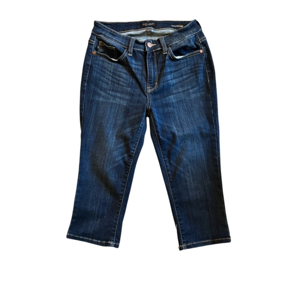 Judy Blue Cropped Skinny Fit Dark Blue Denim Jean Stretch Mid Rise Sz 5/27X17”